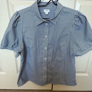 J. Crew Blue and White Striped Blouse